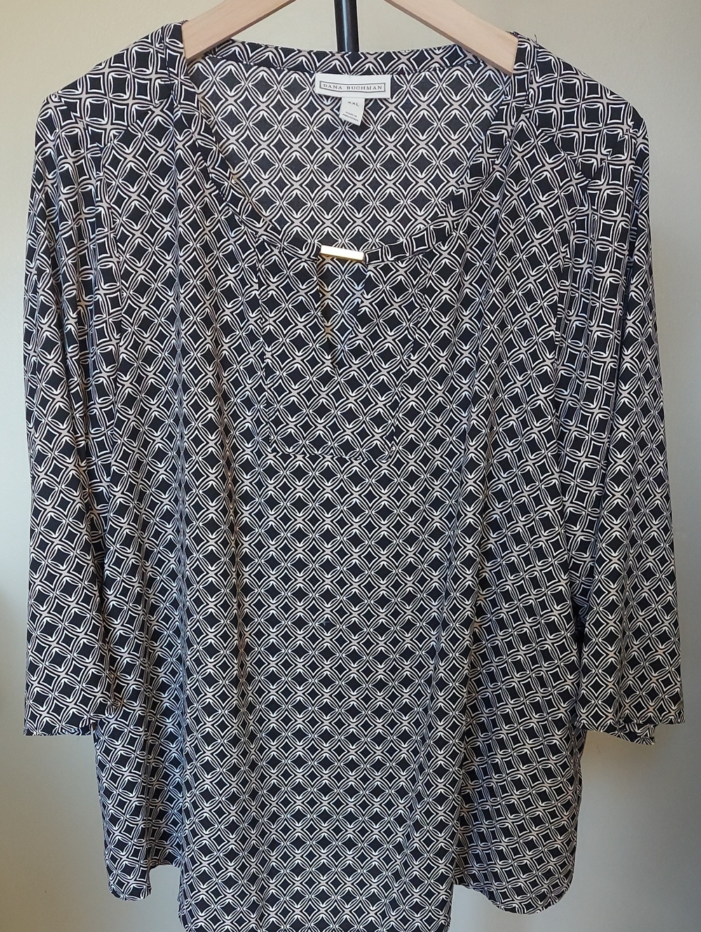 Dana Buchman geometric print pullover blouse Sz XXL